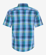 BRAX S/S SHIRT DAN C CHECK LINEN TEAL