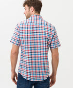 BRAX S/S SHIRT DAN C CHECK LINEN OCEAN PINK