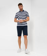 BRAX POLO PACO STRIPE WHITE NAVY