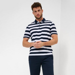 BRAX POLO PACO STRIPE WHITE NAVY