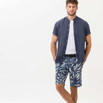 BRAX SHORTS BOZEN CASUAL LEAF PATTERN BLUE